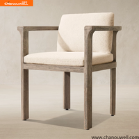 Ensemble de salle à manger d'extérieur en teck, table rectangulaire de patio avec chaises à accoudoirs et chaises latérales pour jardin de villa - Vente chaude