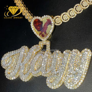 Colgantes personalizados de fábrica artesanal 925 Plata sólida encanto cadena imagen broche Moissanite letra colgante collar inicial hombres regalo - Product Image 1