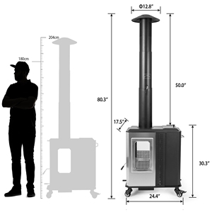 Poêle à granulés moderne d'extérieur pour la maison, robuste en acier inoxydable, portable, pour jardin, patio, camping - Product Image 6