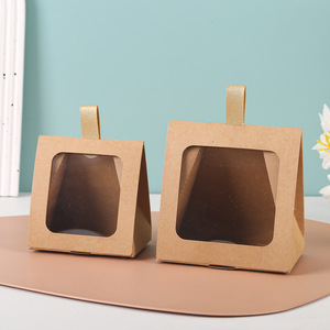 Baoren New Creative Window-Style Triangle UV Coated Kraft Paper Candy <b>Box</b> Birthday Holiday Cookie Ready-to-Ship Party Favor Bags - Product Image 3