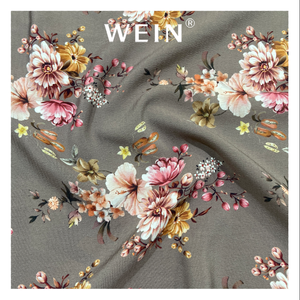 B28 KOSHIBO CREPE Kain Cetak Floral Kustom Lembut 100% Poliester 130GSM Permeabilitas Tinggi MOQ Rendah 1M Kain Gaun Langsung dari Pabrik - Product Image 1