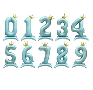 JYAO 42 pouces couronne avec Base 0-9 chiffres bleu ballons aluminium Film fête anniversaire décoration ballon - Product Image 6