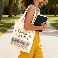 Sac en toile à motif personnalisé, grande capacité, sac à main réutilisable, design personnalisé pour le campus, les pique-niques, les librairies et les sorties du week-end