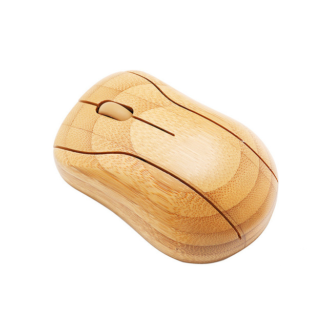 Customized Eco-Friendly Carbonized Bamboo Wireless Mouse USB Mini Ergonomic 2.4GHz High-Tech LED Laptop/Desktop Use 1600 DPI