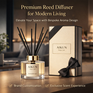 Aikun Luxury Home Fragrance <b>Reed</b> <b>Diffuser</b> Square Glass <b>Bottle</b> Custom scent Long Lasting Air Freshening Gift Set for Home Hotel - Product Image 3