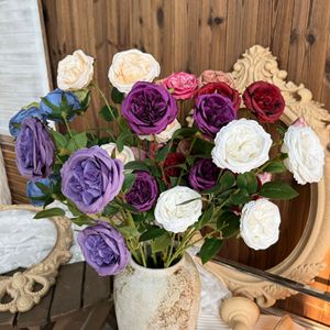 Bouquet de roses artificielles Jinxi, 4 têtes, fleurs en soie lychee, décoration de mariage et de maison, multicolore - Product Image 2