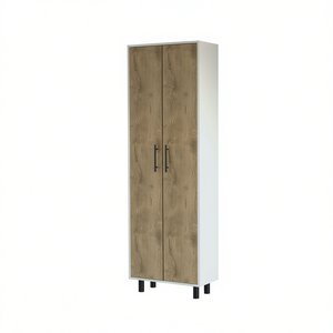 Armadio Dispensa da Cucina Fagan a 2 Ante, Bianco, in Legno Macadamia, con 5 Ripiani, Unità di Stoccaggio Moderna - Product Image 1