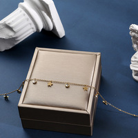Collier tendance minimaliste en acier titane pour femme, chaîne de clavicule de niche, collier à multiples zircons ronds pour un look élégant