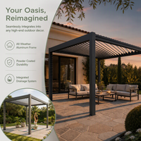 Pergola motorisée moderne d'extérieur avec couverture en aluminium imperméable pour terrasse de piscine de complexe hôtelier ou jardin