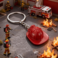 Porte-clés en alliage de zinc en forme de casque de pompier, médaille créative commémorative de la sécurité incendie, cadeau personnalisé avec logo