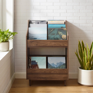 Chinese Factory Vinyl <b>Record</b> Display <b>Stand</b> 3 Tier Flip-Through Storage Rack Walnut Mid Freestanding Album Holder - Product Image 2