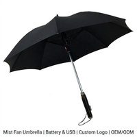 Ventilateur de parasol manuel d'extérieur avec brumisateur, rechargeable par USB, impression de logo personnalisée, cadeau promotionnel, usine OEM