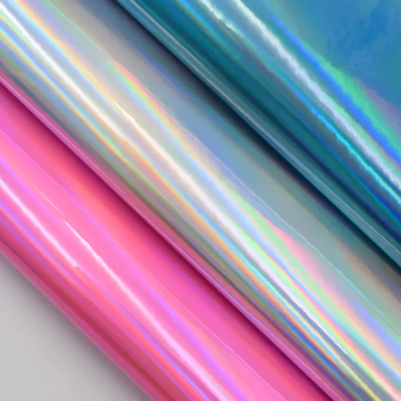 Wholesale PU Holographic Laser Iridescent Faux Leather For Making Bags Shoes