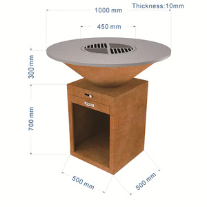 <span class=keywords><strong>Beefmaster</strong></span> extérieur Brasero BBQ Métal Foyer à bois Corten Steel Charcoal Barbecue Grill - Product Image 2