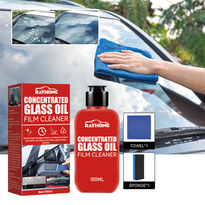 Rayhong 100mL Limpiador de película de aceite de vidrio concentrado para coche Juego de toallas de esponja Limpieza de visión Juego de limpieza de película de aceite antideslumbrante - Product Image 1