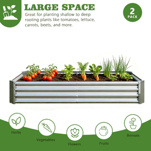 Jardinera Elevada de Acero Galvanizado Estilo Rústico Moderno, para Exteriores, para Verduras, Hierbas, Flores y Frutas, Paquete de 2, MQ USA Warehouse - Product Image 3