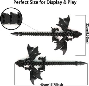 Jinccai Ornement Dragon Long Bao en Plastique Imprimé en 3D, Jouet Éducatif et Cadeau Thème La Reine des Neiges pour les Amateurs d'Animaux de 4 à 12 Ans et Plus - Product Image 5