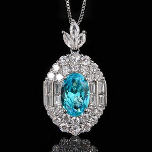 Wholesale Fashion Eco-friendly Copper Vintage 8*12MM Sea Blue Zircon Designer Jewelry Necklace <b>Set</b> for Everyday Wear - Product Image 4