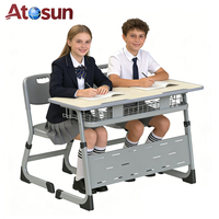 Meubles scolaires en bois personnalisables, bureau et chaise scolaires doubles, ensembles scolaires pour étudiants et universités