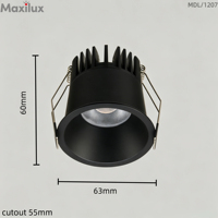 Plafonnier encastré LED COB 7W anti-éblouissement moderne pour usage commercial, CRI élevé, en aluminium, dimmable, pour intérieur