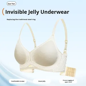 Soutien-gorge d'été sans couture de haute qualité pour femme, léger, respirant, tricoté, sans armatures, uni, bonnet 3/4, anti-affaissement, en dentelle, pour petites poitrines - Product Image 2