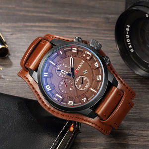 Vendita calda CURREN 8225 orologio sportivo da <span class=keywords><strong>uomo</strong></span> multifunzione moda cinturino in pelle orologio da polso al quarzo cronografo <span class=keywords><strong>orologi</strong></span> impermeabili - Product Image 3