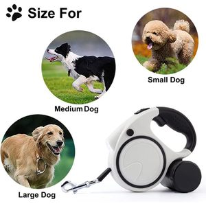 Laisse rétractable lumineuse KingHon pour chien, durable, pour l'entraînement et la promenade, longueur de rétraction 5m, avec boîte à sacs à déjections - Product Image 6