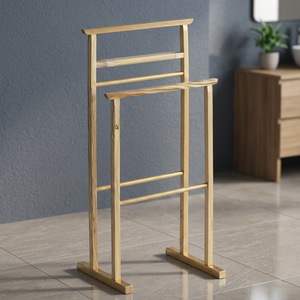 Crochets et rails muraux en bois - Organisateur de vêtements moderne peu encombrant à un seul niveau multifonctionnel - Product Image 3