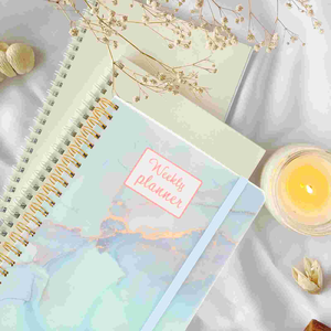 LABON Planificateur hebdomadaire floral Cahier à spirale en papier givré avec bande élastique Organisateur d'horaires pour l'école et le bureau - Product Image 5