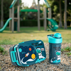 Cartoon Double-Layer Rectangular Sealed <b>Lunch</b> Box <b>Set</b> with Children's Water Bottle - Product Image 5
