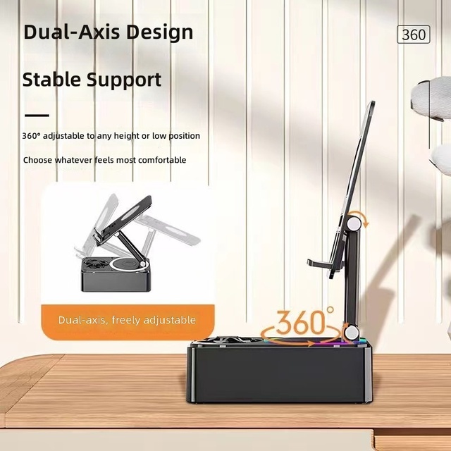 Remote-controlled Phone Stand, Rotatable and Foldable Desktop Speaker, Wireless Karaoke Gift