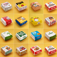 Boîte à hamburger en papier kraft de qualité supérieure, biodégradable, luxueuse, à usage unique, avec un emballage élégant et un gaufrage