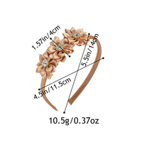 Boutique Unisex Triple Satin Plastic Elegant Flowers dengan 7 Mutiara Imitasi Warna Gading, Bando untuk Anak Perempuan, Balita, Remaja, dan Dewasa