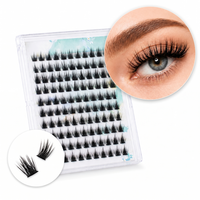 Extensions de cils en grappe DIY style naturel en gros, sélectionnables, en fibres végétales, bande transparente invisible