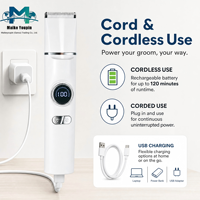 Ensemble de tondeuses portables à faible bruit pour animaux de compagnie, alimentées par batterie |   Kit de toilettage pour chiens et chats avec tondeuse pour poils des pattes et polisseur d'ongles bionique
