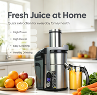 Baiwin Automatische Commerciële Elektrische Sapcentrifuge 5-Snelheden Groente- en Fruitsap Extractor voor Sapzaak Restaurant