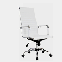 Chaise d'ordinateur en cuir, chaise ergonomique en maille pour bureau à domicile, pivotante réglable, design moderne et simple pour les réunions et les discussions