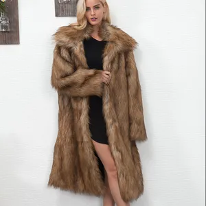 Abrigo de piel sintética para mujer, abrigo largo de imitación de zorro, oferta de otoño e invierno 2022