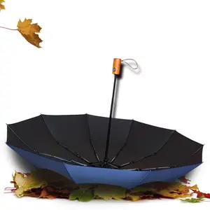周日最佳质量安全自动遮阳伞木柄三折伞