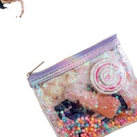 Plastique transparent cosmétiques messager fichier enveloppe pochette sac fermeture éclair à la mode diamant coloré paillettes confettis Laser PVC élégant