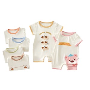Baby Pure Cotton Short Sleeve <b>Romper</b> Unisex Thin Knitted Summer Bodysuit Crawling Suit Outerwear <b>Pajamas</b> - Product Image 5