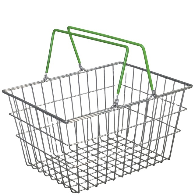 HIGHBRIGHT HBE-B Retail Metal Wire Mesh Shopping Basket with Handles 480x330x265mm