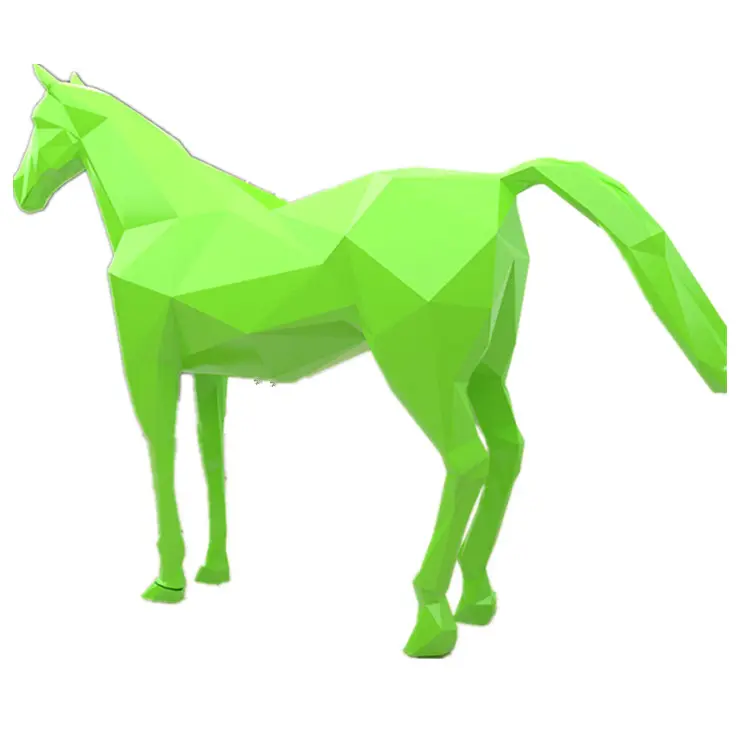 Лошадь Искусство Скульптура Декор Стекловолоконная многогранная Алмазная поверхность натуральный размер Большая лошадь скульптура