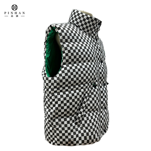 Échiquier grille <span class=keywords><strong>sans</strong></span> manches <span class=keywords><strong>doudoune</strong></span> femmes haute qualité brodé bouffant gilet thermique femmes hiver utilitaire hauts - Product Image 4