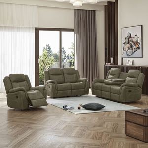 Modern Square Manual Recliner Sectional <b>Sofa</b> Set Fabric Drop-Down <b>Table</b> Filled Sponge Customizable Color Living Room Hotel - Product Image 5