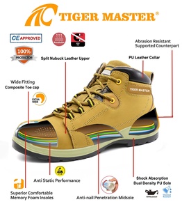 Botas de seguridad de cuero de vaca <span class=keywords><strong>amarillo</strong></span> antiestáticas antideslizantes resistentes al aceite de la marca Tiger Master para evitar pinchazos con punta de fibra de vidrio - Product Image 5