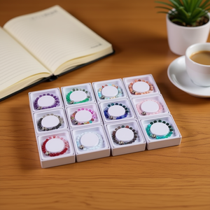 Bracelet en acier inoxydable 8 mm avec arbre de vie et pierres naturelles perforées, bracelet de charme tendance - Product Image 2