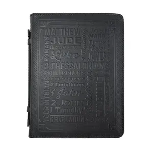 Cheapest Stock PU Leather Personalized Bible Cover Full Embossed Custom Bible Zipper Covers