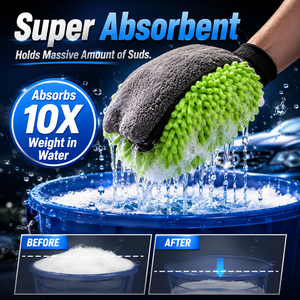 Gant de lavage de voiture professionnel 2-en-1 en microfibre chenille <span class=keywords><strong>double</strong></span> face, 100g, ultra-absorbant et anti-rayures - Product Image 5