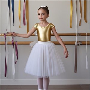 Falda larga de Ballet para mujer, tutú blanco profesional para adultos para Gimnasia Artística y baile, tallas 155-175 - Product Image 3
